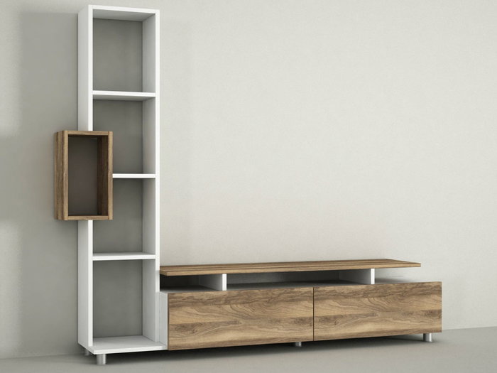 Hanah Home Tulip Mueble de TV Blanco y Nogal